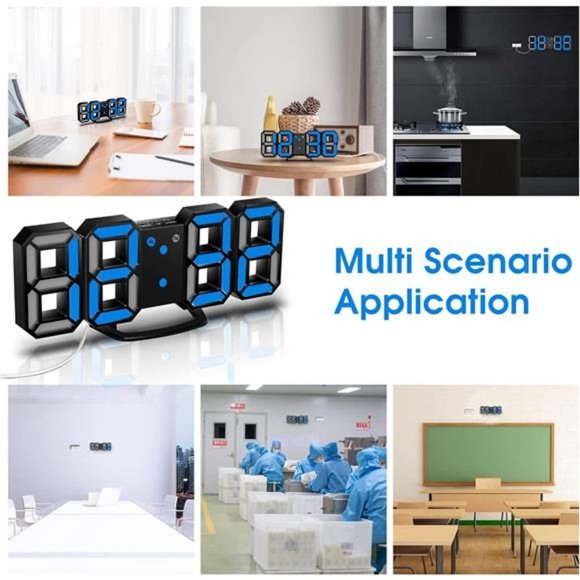 3D LED Wall Clock,8.4" Digital Wall Clock,LED Clock with 3 Adjustable Brightness - Picture 7 of 7